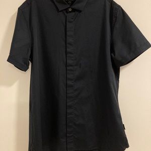 John Varvatos Black Short Sleeve Loren Shirt 98% Cotton M - Brand New